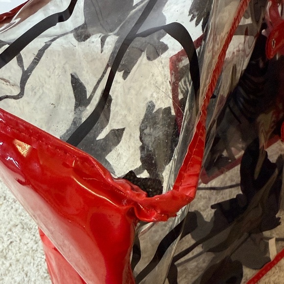 Red and Black Floral Transparent Tote Bag - Picture 9 of 10